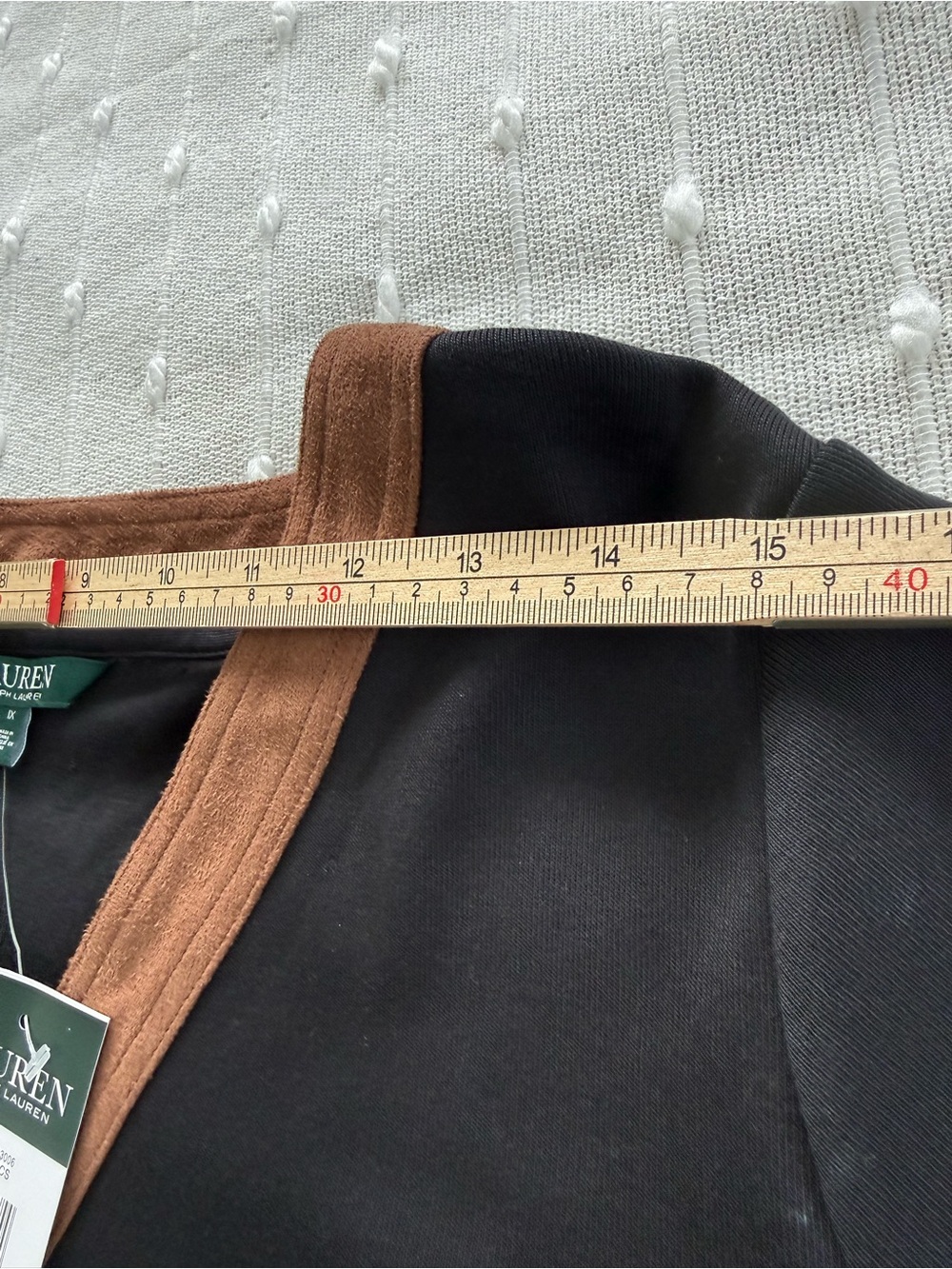 Lauren Ralph Lauren Black Tunic with Brown Suede Trim - Picture 7 of 10